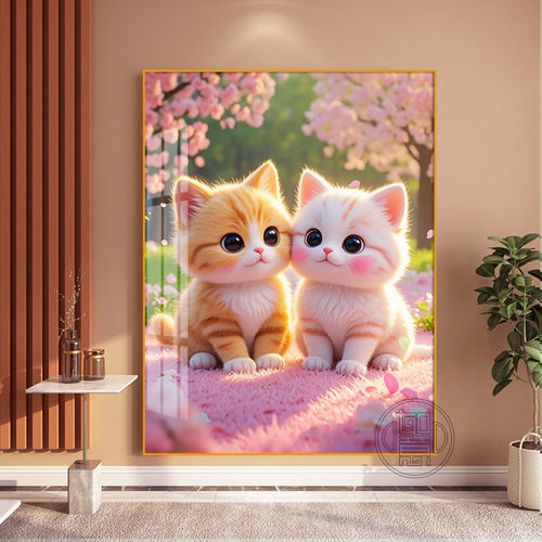 可爱小奶猫钻石画带框