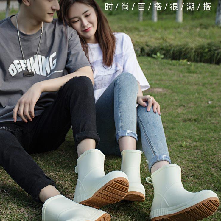 雨靴女中筒软长筒防水女士防滑男士雨靴雨鞋情侣款时尚款水鞋男款