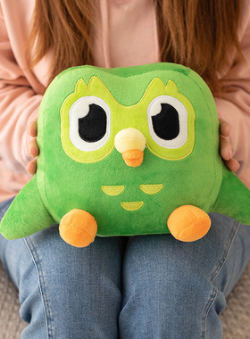 多邻国鸟公仔Duolingo周边绿色毛绒猫头鹰玩偶督促学习Duo Plush