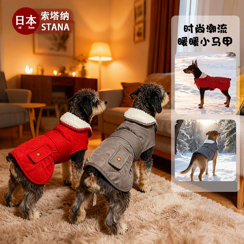 日本宠物棉服狗狗专用保暖外套狗狗外出棉背心秋冬保暖宠物衣服