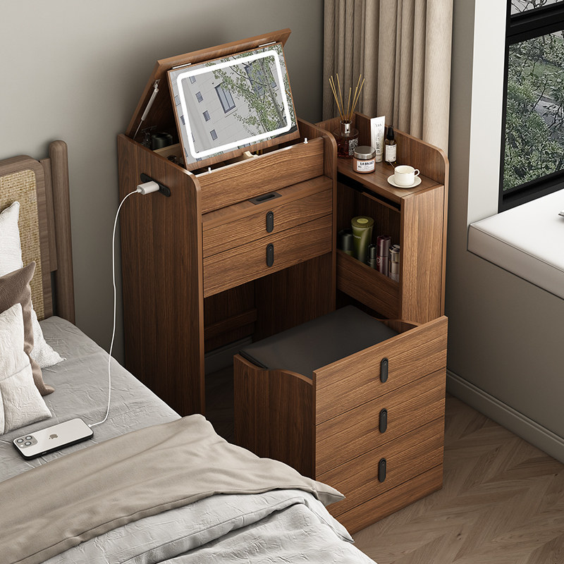 实木化妆台卧室小户型床头化妆台化妆柜化妆桌斗柜一体多功能中式