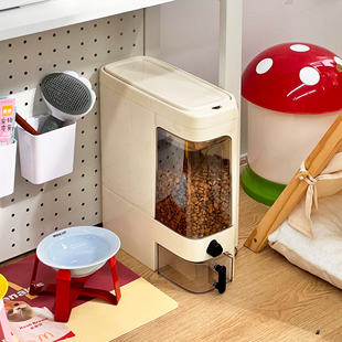 狗粮桶猫粮桶密封防潮多功能夹缝收纳桶按压出粮宠物粮食储存桶