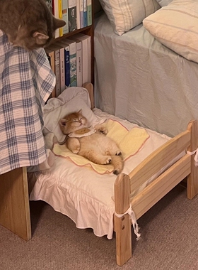 实木猫床宠物用品夏冬季四季通用猫窝中小型犬离地可拆洗狗床布偶