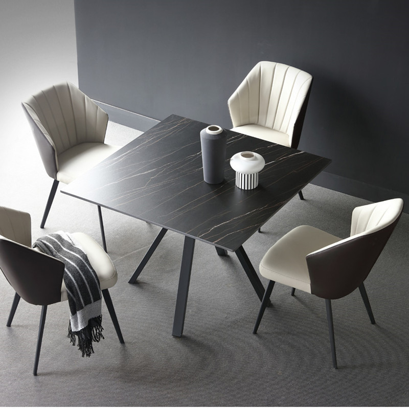 北欧正方形岩板洽谈桌椅组合售楼部商务接待桌咖啡厅休闲家用桌子