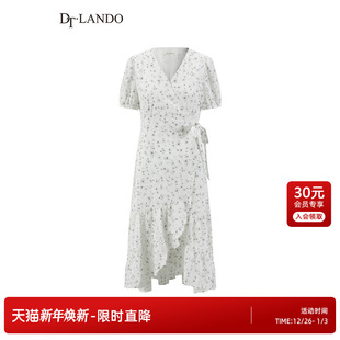 气质茶歇裙白色收腰显瘦法式 DTLANDO 女装 25夏新品 连衣裙 商场同款