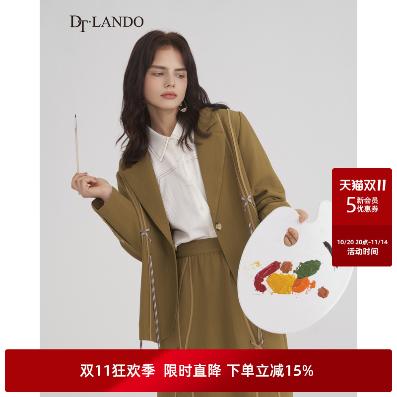 西装外套女时尚绑带设计通勤百搭西服