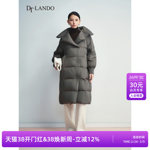 DTLANDO/商场同款冬季新品高级感宽松廓形中长款厚95%鸭绒羽绒服