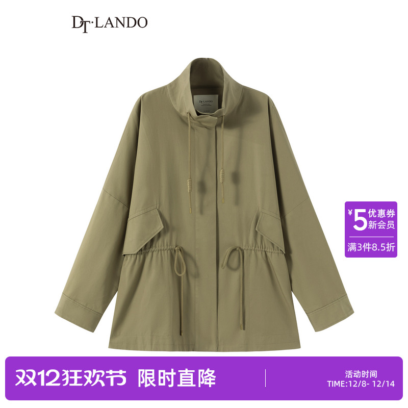 DTLANDO秋季短外套女士夹克夹克外军绿色百搭时尚棉质休闲外套