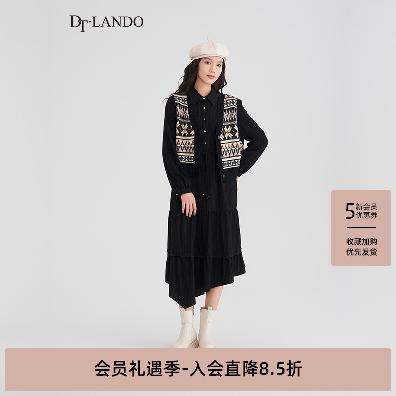 DTLANDO衬衫裙复古不规则设计感