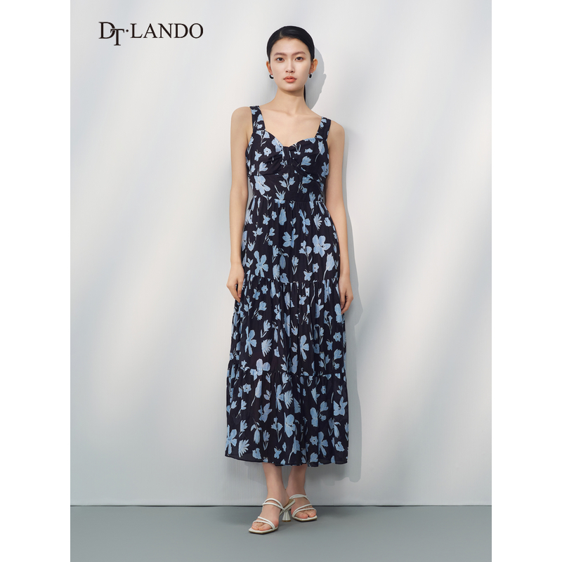 DTLANDO商场同款夏季无袖碎花裙