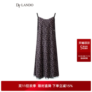 优雅浪漫简约A字垂坠感碎花吊带裙 女装 DTLANDO秋季 款
