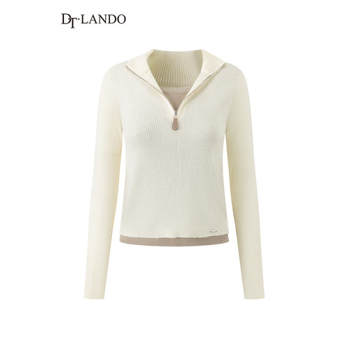 DTLANDO/商场同款26春季新品简约立领拉链设计休闲百搭针织衫女