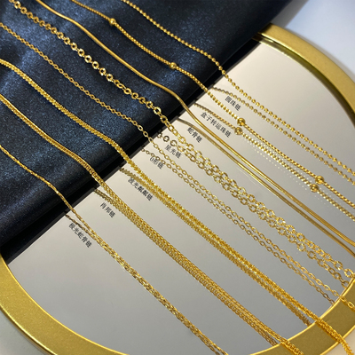 不掉色18k金色锁骨链素链细项链