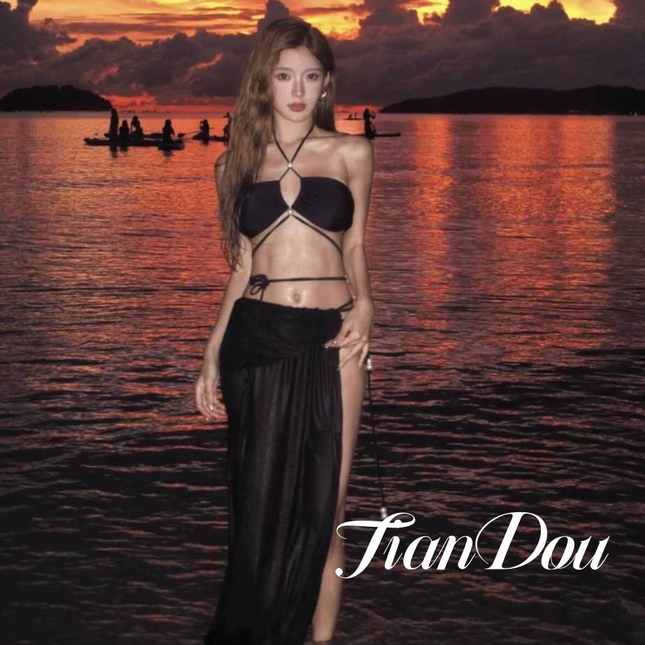 【暗海玫瑰】泳衣女款分体三件套长裙辣妹显白沙滩度假泡温泉泳装,运动/瑜伽/健身/球迷用品,分体泳衣,淘宝优惠券,粉丝福利购,淘宝优惠卷