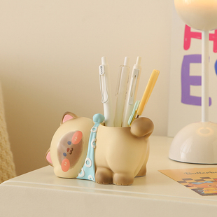可爱暹罗猫笔筒收纳学生办公室桌面摆件女生工位装饰品生日礼物品