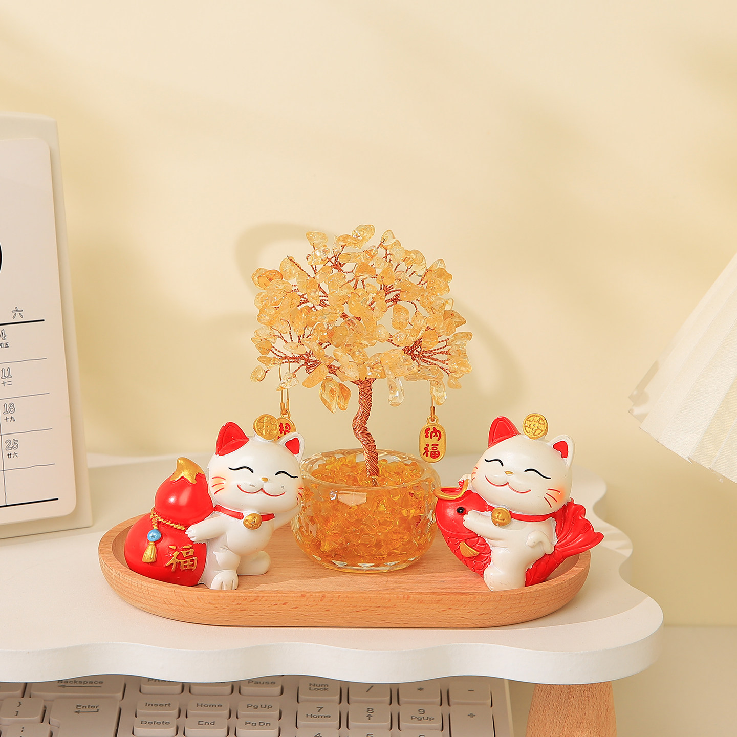 天然黄水晶发财树招财猫桌面聚宝盆小摆件办公室工位玄学装饰好物,家居饰品,装饰摆件,淘宝优惠券,粉丝福利购,淘宝优惠卷