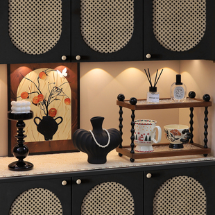 中古风入户钥匙收纳玄关摆件置物架高级感小众客厅斗柜家居装饰品