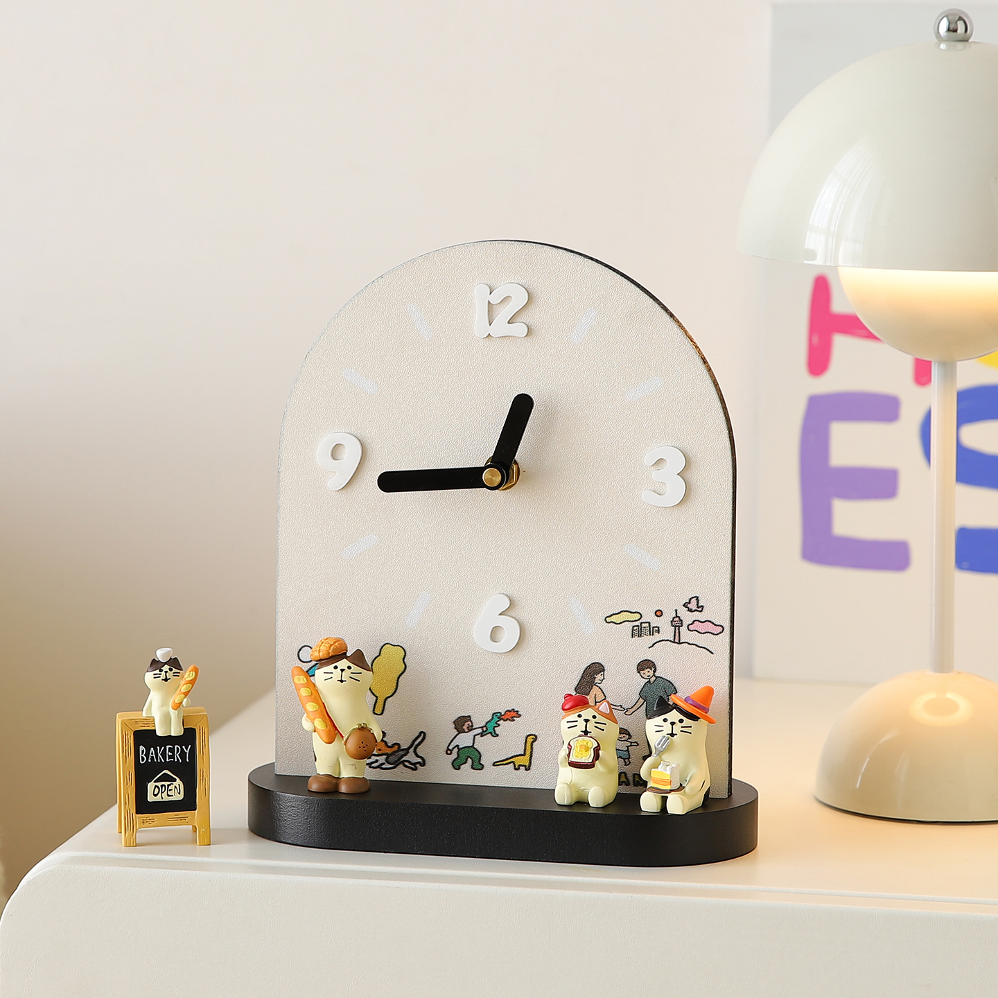 桌面时钟摆台式电子钟表摆放式中古风座钟客厅装饰品摆件2025新款