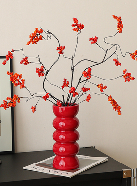 红果发财果服装店铺橱窗喜庆氛围布置装饰陶瓷花瓶摆件高级感小众