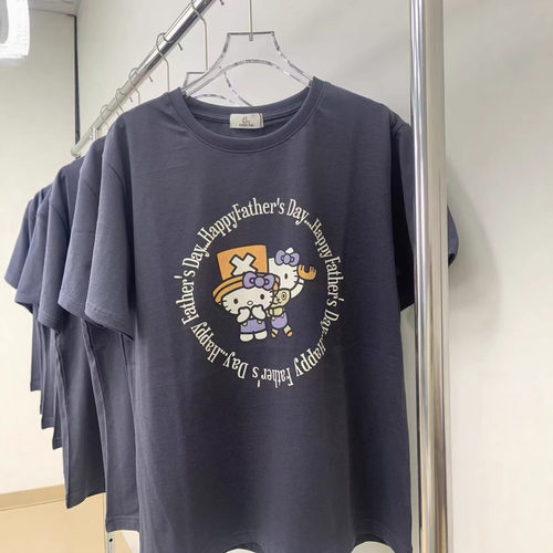 韩系COLOURHUE卡通小猫印花圆领长袖26夏季休闲减龄上衣女t恤短袖