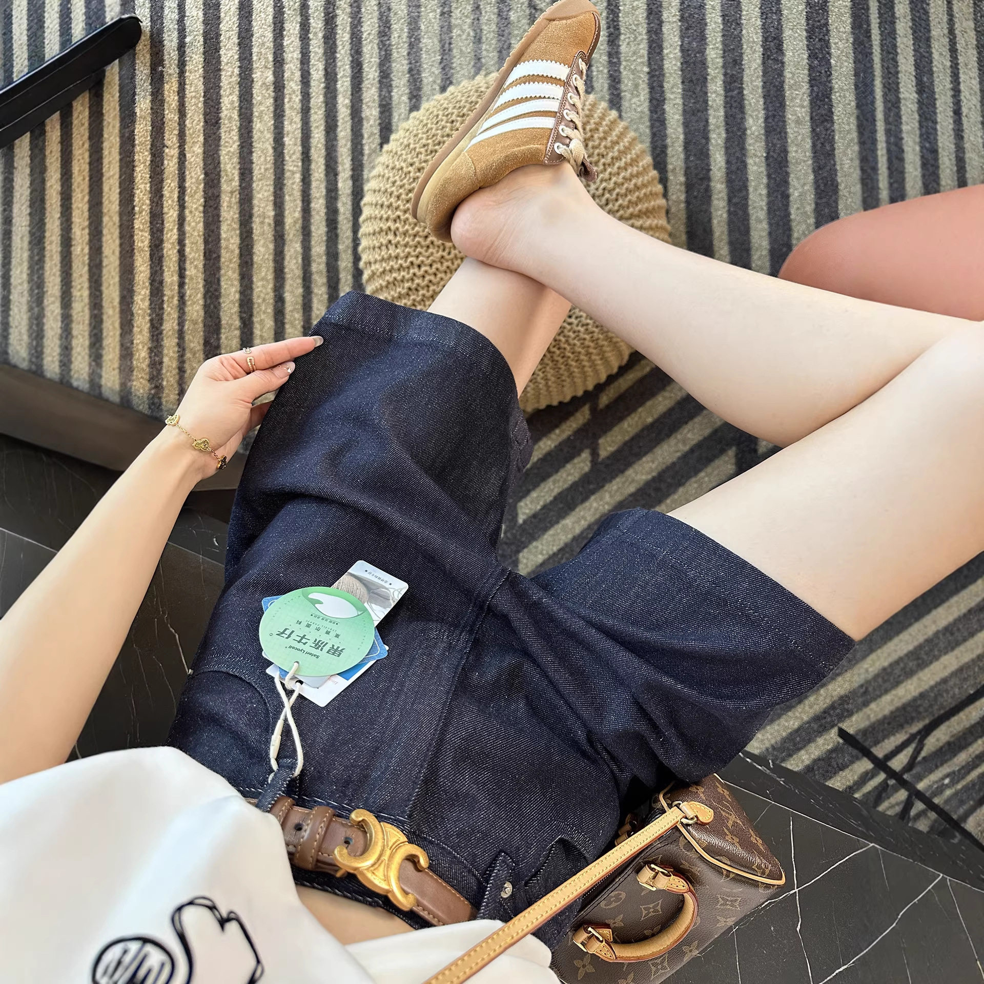 春不晚 简约A字版型四分牛仔短裤女26新款夏季薄款汉麻棉百搭裤子