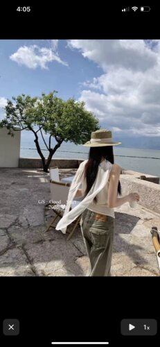 GS.GOOD START设计感收腰显瘦无袖挂脖小衫女夏季独特飘带上衣