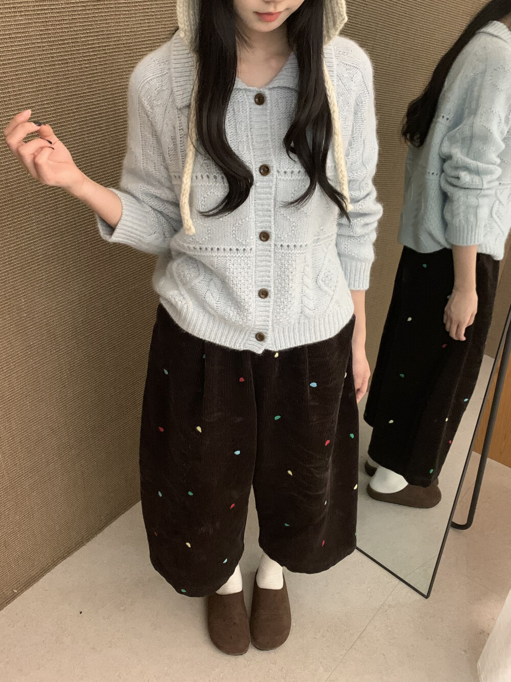 SHEEP2025秋季新款韩系灯芯绒爱心刺绣气球裤休闲裤子女