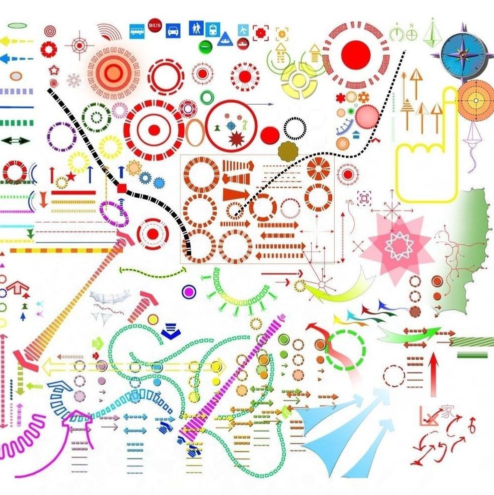 建筑景观分析图图标箭头交通工具天气公共标识素材ps后期psd文件
