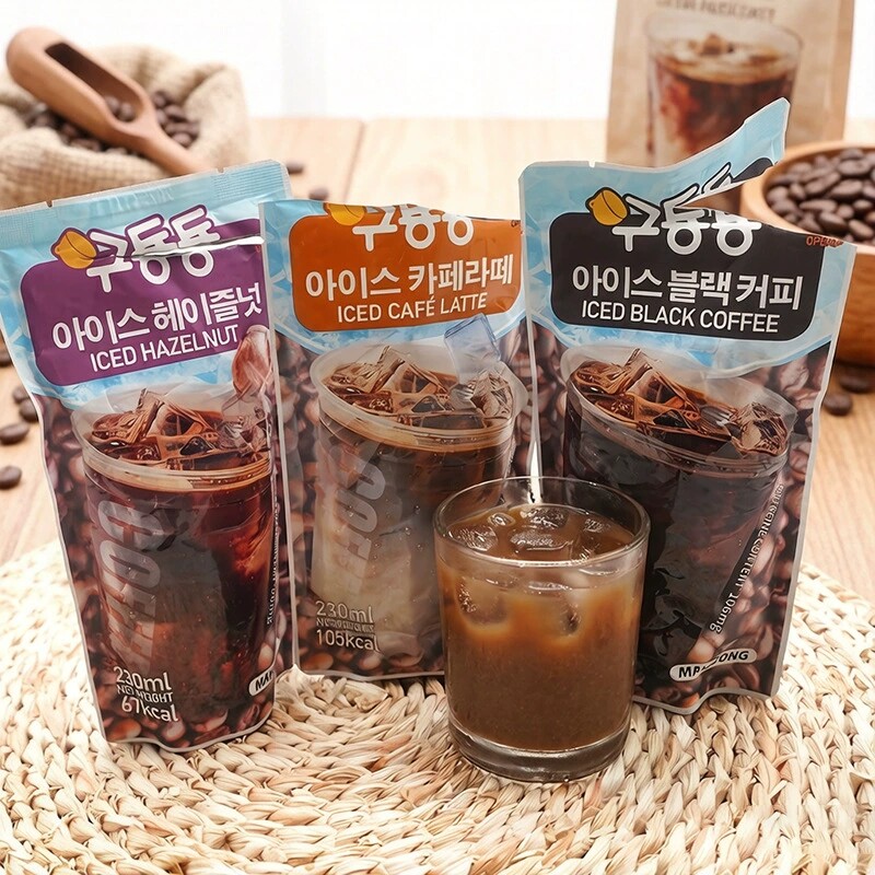 韩国进口deltop冰黑咖啡冰拿铁冰榛子美式咖啡饮料230ml袋装咖啡