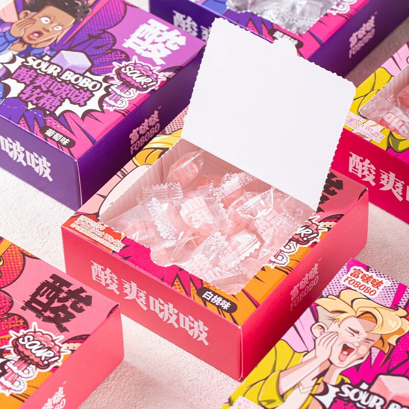 富啵啵酸爽啵啵软糖草莓葡萄白桃味软糖儿童休闲零食糖果