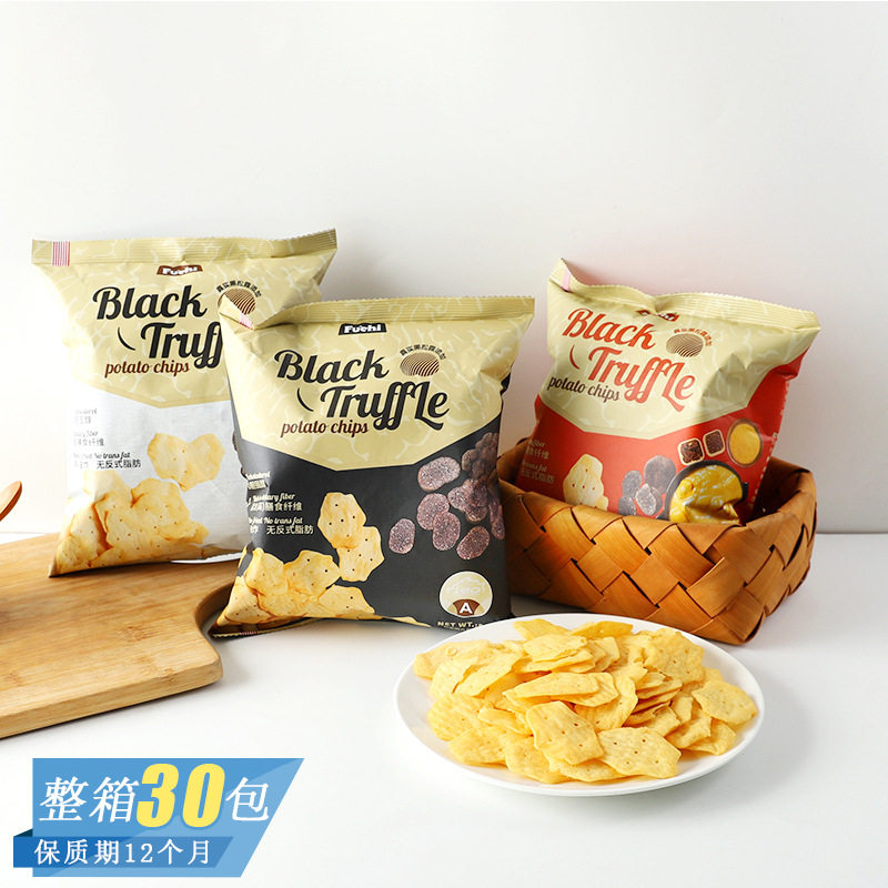 马来西亚进口 富吃黑松露咖喱烧烤酸奶洋葱味薯片网红休闲零食80g