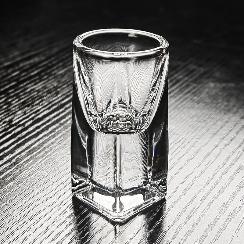 水晶玻璃白酒杯小酒杯三钱一口酒盅加厚方形圆口方底15ml高端精致