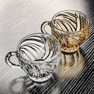 2026新款 水晶玻璃杯水杯小茶杯喝水咖啡杯子200ml毫升家用带把手