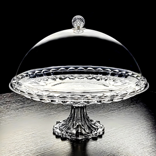 2026新款 水晶玻璃果盘高脚水果盘带盖西瓜盘子大号轻奢高档欧式