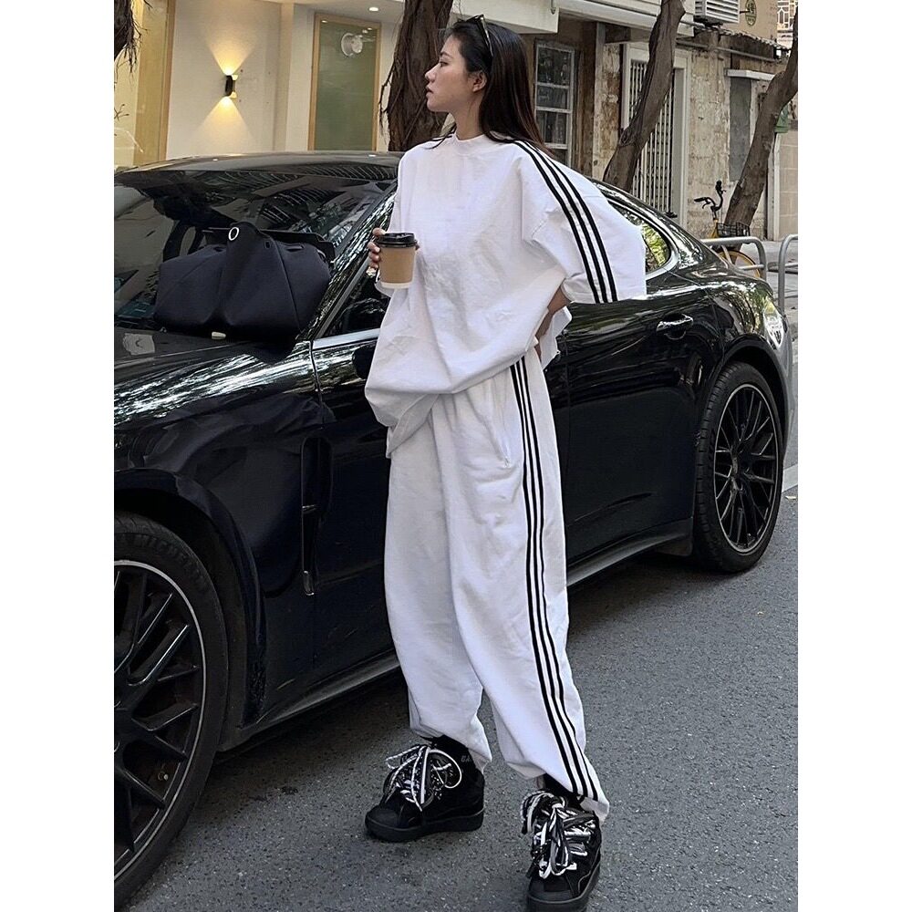 港风运动服套装女夏季宽