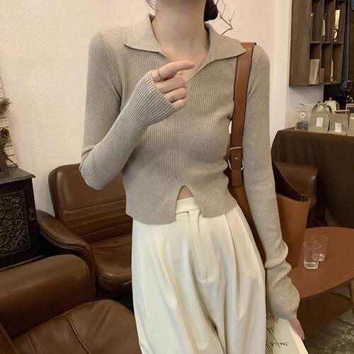 翻领打底衫女秋冬高级感