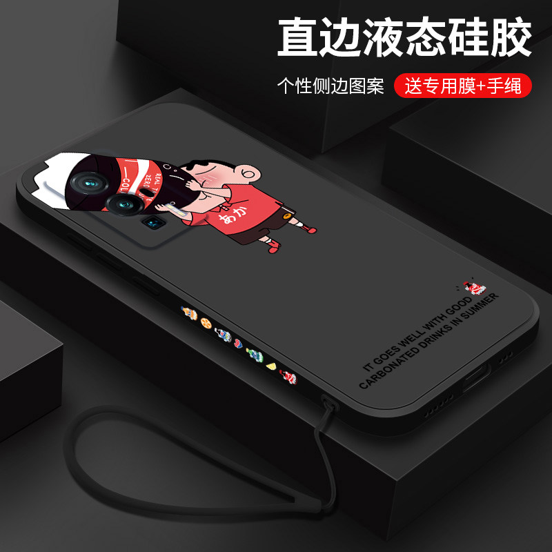 红米k60手机壳百事可乐蜡笔小新redmik60e新款液态硅胶保护套小米k60pro软壳全包防摔redmi男女款网红超薄