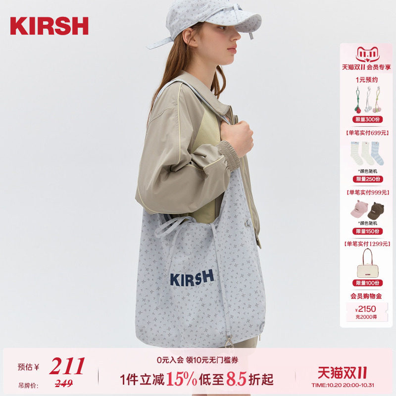 樱桃KIRSH 韩系碎花蝴蝶结帆布袋女2026秋季绑带休闲百搭单肩包包