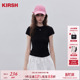 2026春夏甜美显瘦上衣 T恤女夏季 樱桃KIRSH 韩系刺绣圆领收腰短袖
