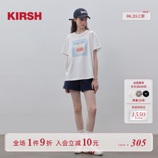 休闲圆领上衣女生 樱桃KIRSH 韩系数码 印花宽松短袖 T恤女2025夏季