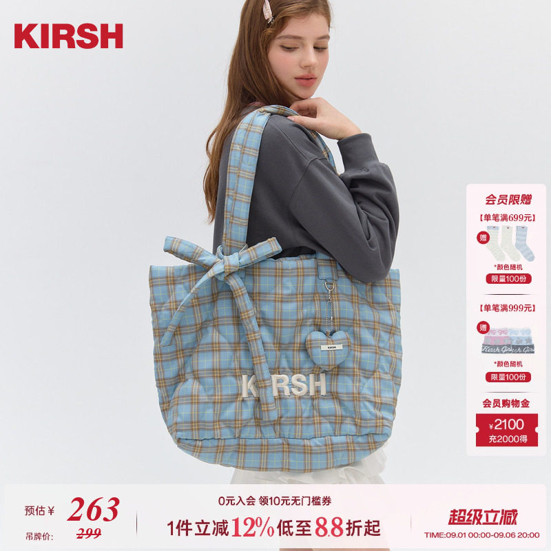 樱桃KIRSH时尚绗棉格纹托特包图片