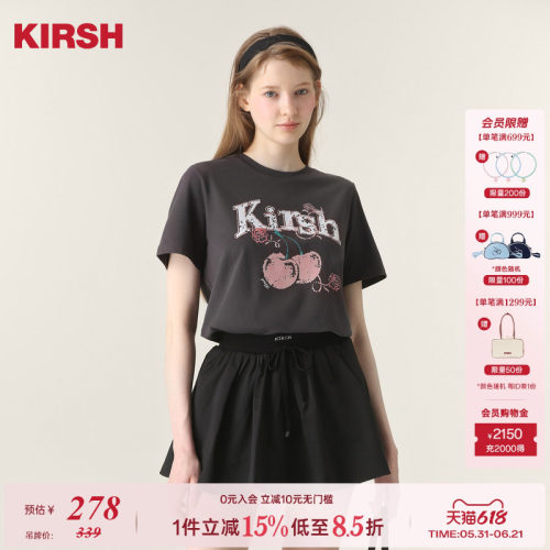樱桃KIRSH韩系撞色印花短袖T恤