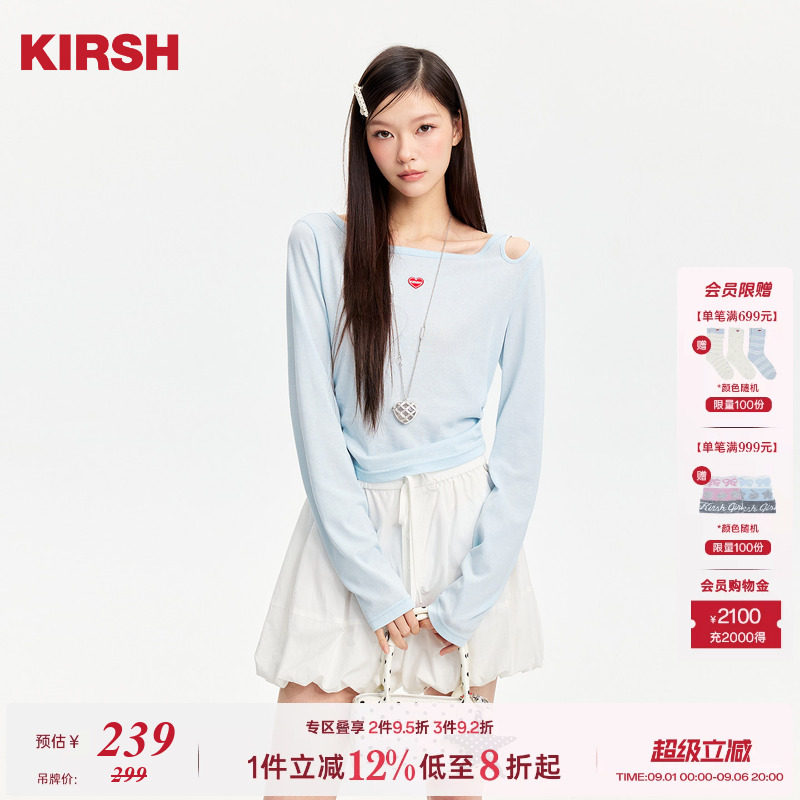 樱桃KIRSH韩系甜美圆领露肩T恤图片