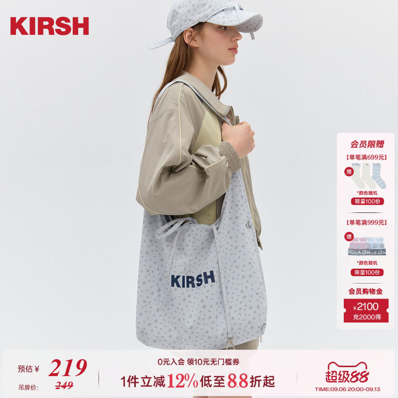樱桃KIRSH 韩系碎花蝴蝶结帆布袋女2026秋季绑带休闲百搭单肩包包