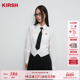 樱桃KIRSH 收腰显瘦白衬衣 女2026春修身 韩系学院风白色长袖 衬衫
