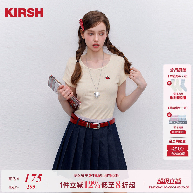樱桃KIRSH经典刺绣修身短袖T恤图片