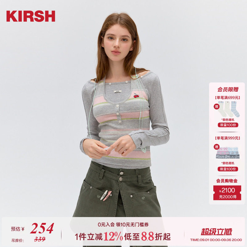 樱桃KIRSH撞色条纹挂脖吊带图片