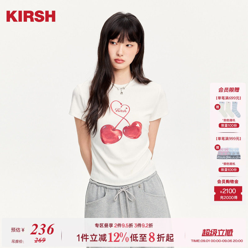 樱桃KIRSH爱心樱桃印花短袖T恤图片