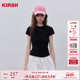 T恤女夏季 樱桃KIRSH 韩系刺绣圆领收腰短袖 2026春夏甜美显瘦上衣