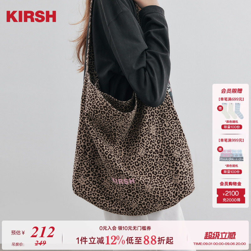 KIRSH韩系时尚豹纹印花帆布包女图片